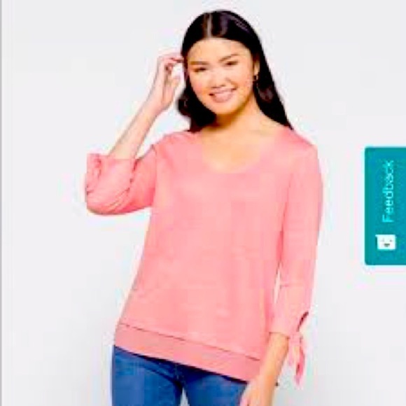 Sanctuary “Sylvie” Tie Sleeve Tee size small- coral color 100% linen-NWT - Picture 1 of 9